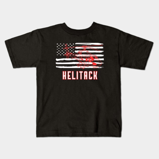 Helitack Helicopter Firefighter Wildland quote Kids T-Shirt by Grun illustration 